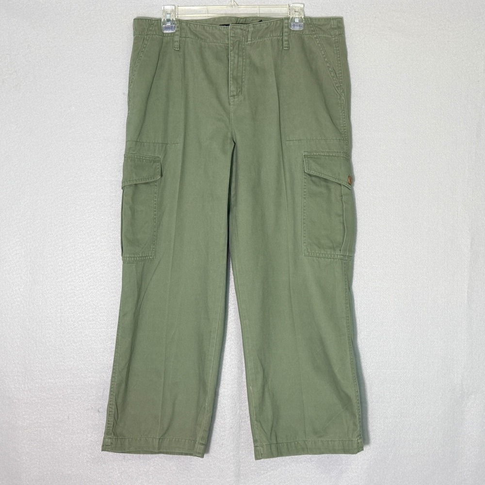 DKNY Jeans Cargo Pants Womens Size 14 Olive Utility Cotton Gorpcore Y2K Straight